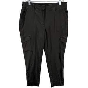 Chicos Pants Womens 6 Black Cargo Slim Fit Ankle Stretch Utility Pockets Modern